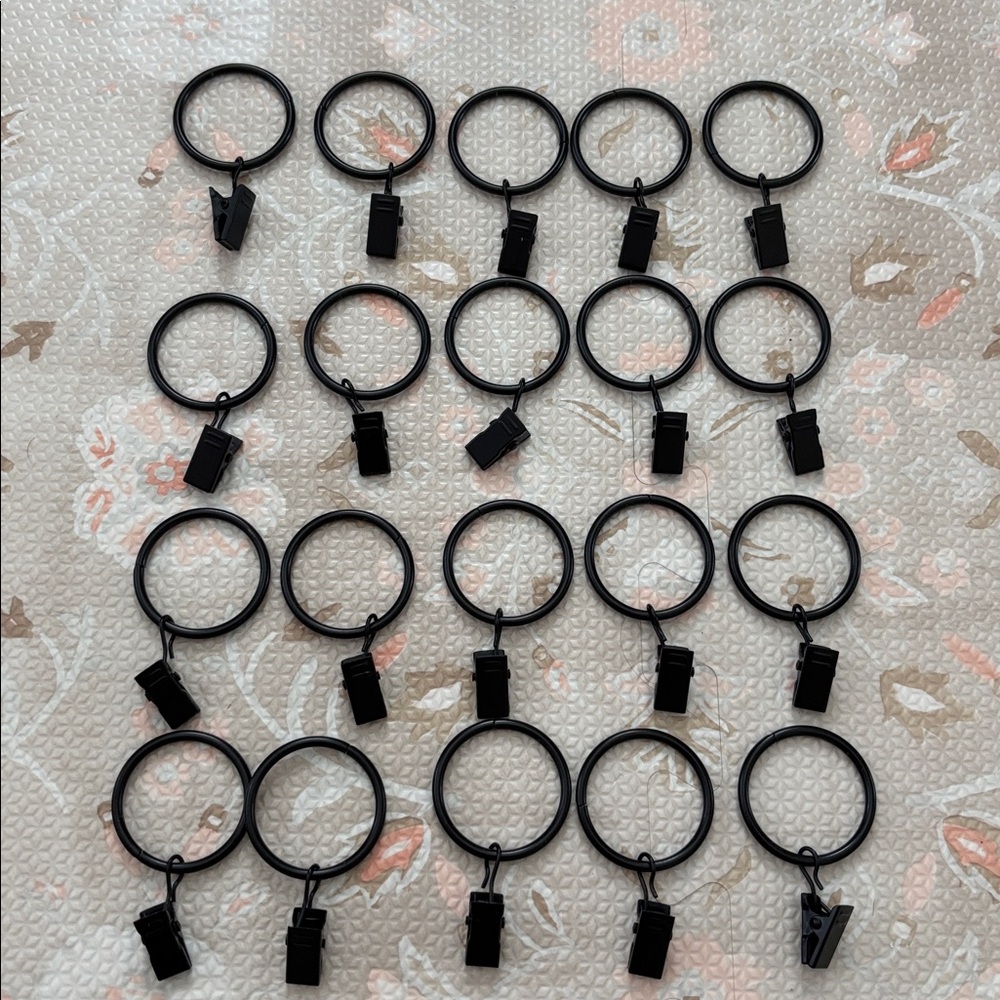 Bronze Metal Curtain Rings with Clips - Lot of 20